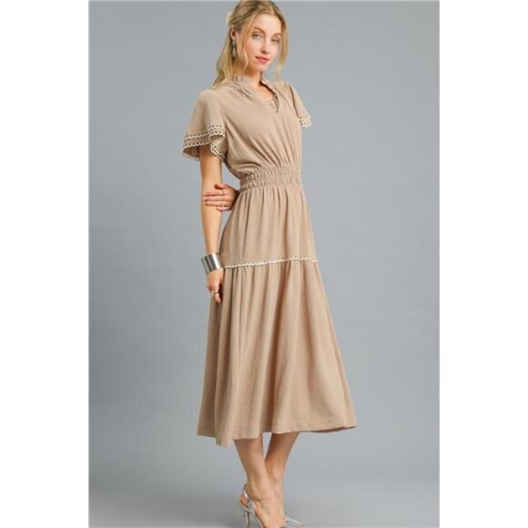 NWT Umgee Tiered Flutter Sleeve Midi Dress - Picture 3 of 3
